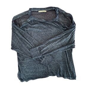 We The Free Heathered Navy Long Sleeve Top